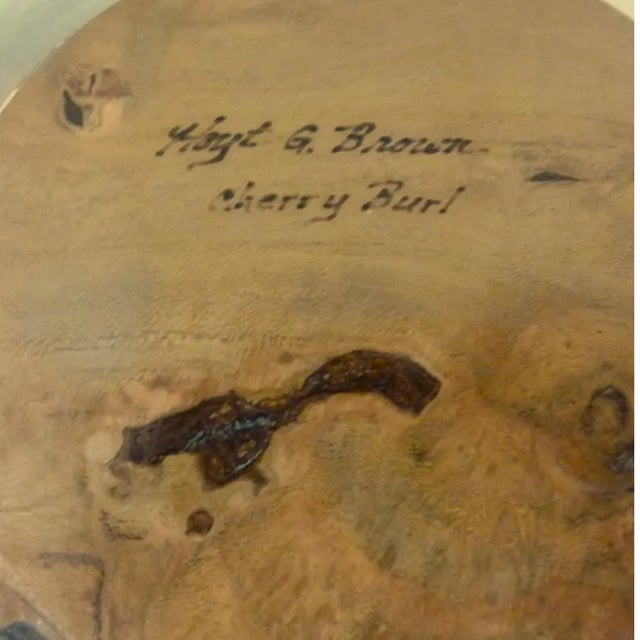 1970s Cherry Burl Bowl by Hoyt G. Brown Signed . Appalachian Folk Art . Live Edge Wood Bowl For Sale - Image 17 of 18