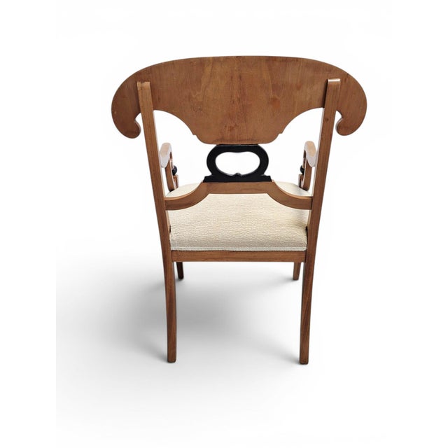 Early 20th Century Pair of Biedermeier Style Satinwood and Ebonized Armchairs For Sale - Image 9 of 12