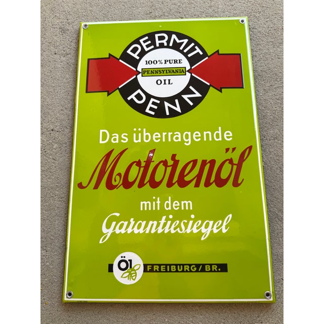 Vintage original enamel sign from the 1950s in top condition! Vibrant colors, a scratch-free surface, no warping, and a...