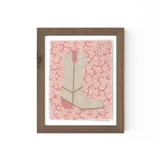 Lula the Cowboy Boot by Willa Heart in Walnut Frame, Mini Art Print For Sale