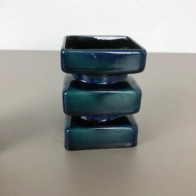 Blue Pottery Vases or Art Objects by Cari Zalloni for Steuler, Germany, 1970s, Set of 2 For Sale - Image 8 of 18