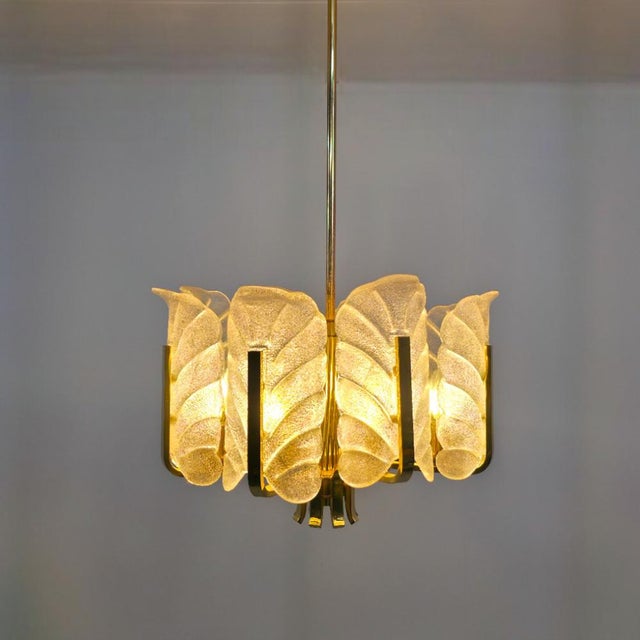 Murano Glass Leaf and Brass 8-Light Chandelier by Carl Fagerlund for JBS For Sale - Image 12 of 13