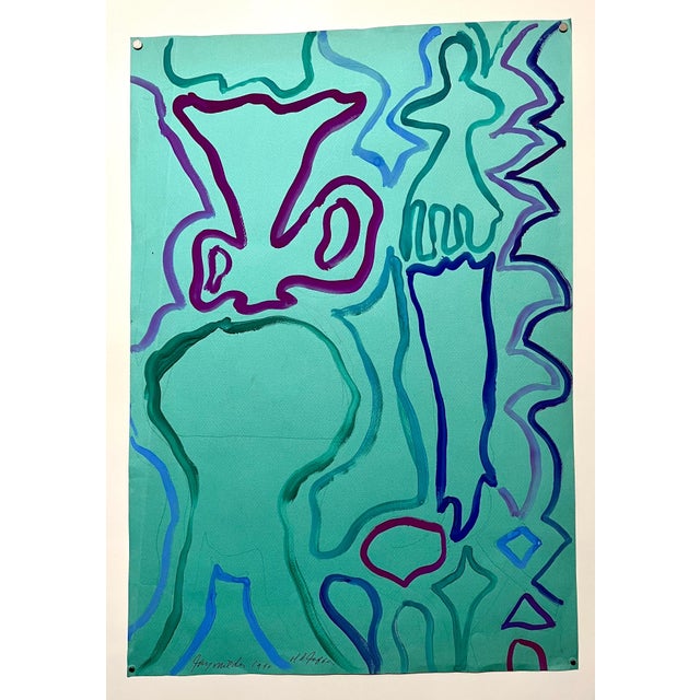 Jay Milder, Abstract Expressionist Landscape Jay Milder Rhino Horn Painting American Pop Art, 1990 For Sale - Image 4 of 7