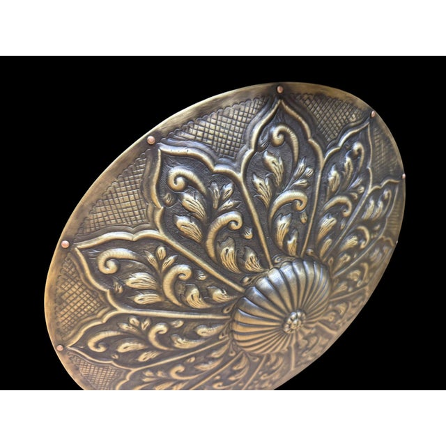 Handmade Turkish Brass Helmet and Shield Display Set For Sale - Image 9 of 9