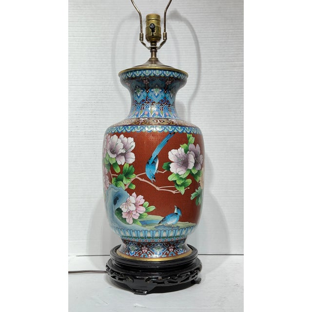 1970s 1970s Chinese Cloisonne Vase Table Lamps - A Pair For Sale - Image 5 of 12