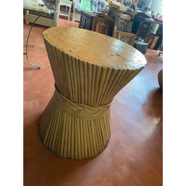 Mid-Century Modern Vintage McGuire Style Bamboo Rattan Wood Sheath of Wheat Coffee Table For Sale - Image 3 of 11