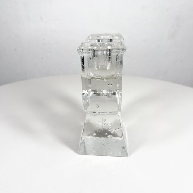 Modern Modern Art Glass Tower Dual Candle Holder Mikasa Walther West Germany For Sale - Image 3 of 9