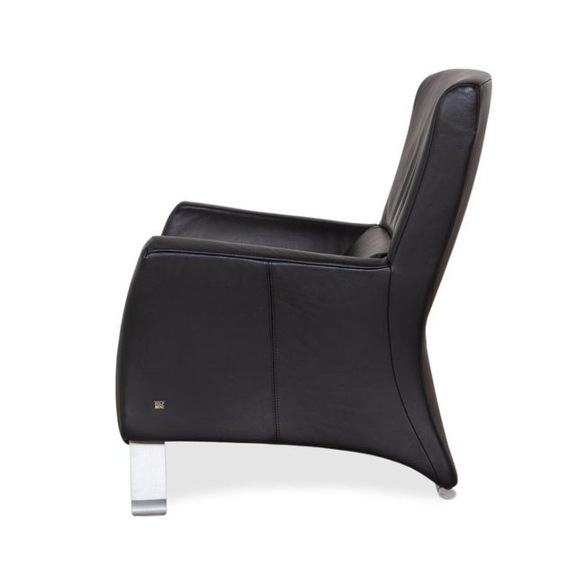 Set of Model 322 Armchair and Ottoman in Black Leather from Rolf Benz For Sale - Image 16 of 18