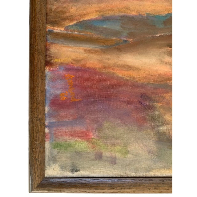 Blue 1966 Richard Amend Impressionist Acrylic Painting on Board of a Seated Woman For Sale - Image 8 of 9