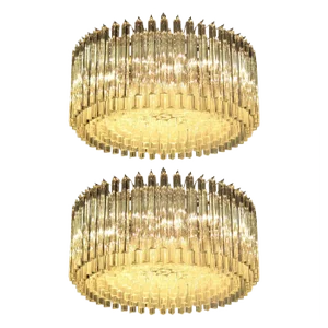 Mid-Century Italian Triedri Chandeliers in Murano Glass, Set of 2