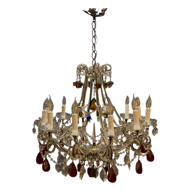 Murano Glass Fruit Crystal Beaded Chandelier, Italy, 1960s For Sale - Image 10 of 10