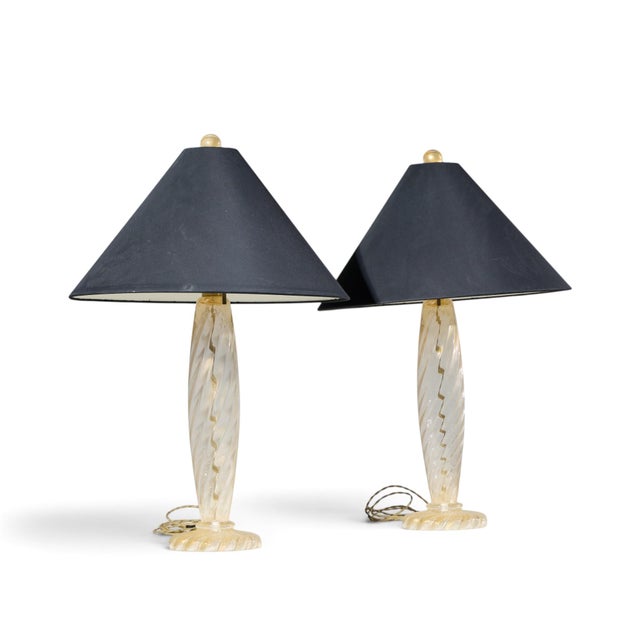 John Hutton for Donghia Ondoso Mid Century Murano Glass Lamp - Pair Each lamp measures: 21 wide x 21 deep x 31 inches high...