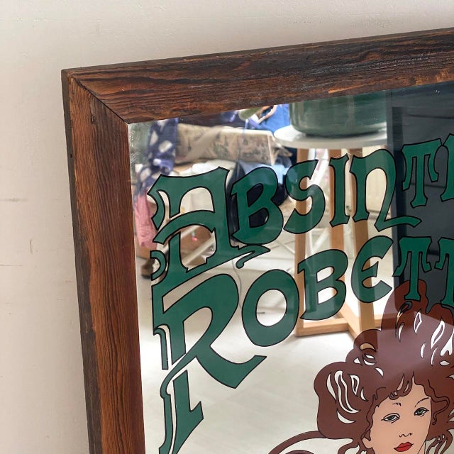 Glass Vintage Art Nouveau Advertising Painted Mirror, 1980s For Sale - Image 7 of 12