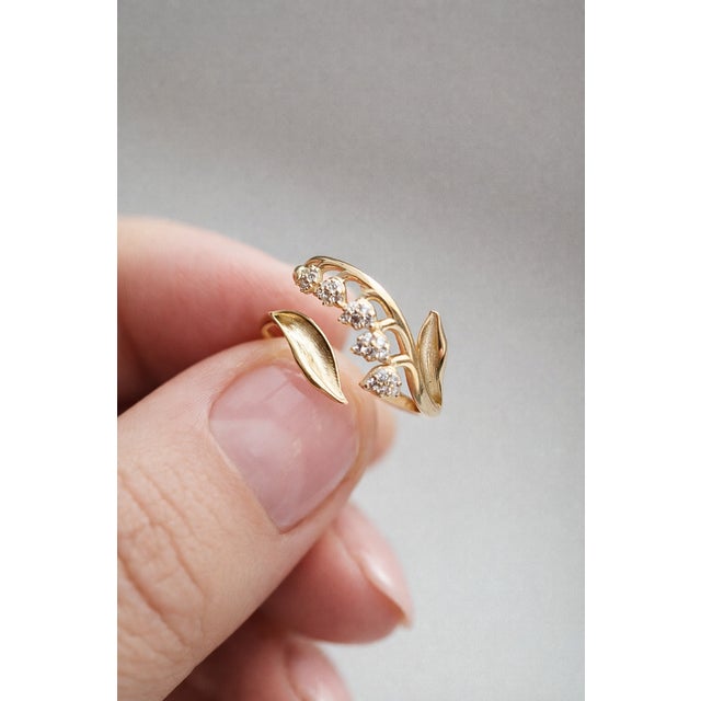 Lily of the Valley Ring. Flower Engagement Ring. Gold Lily Wedding Ring for Women. Birthday Flower Ring. Metal type: 14kt...