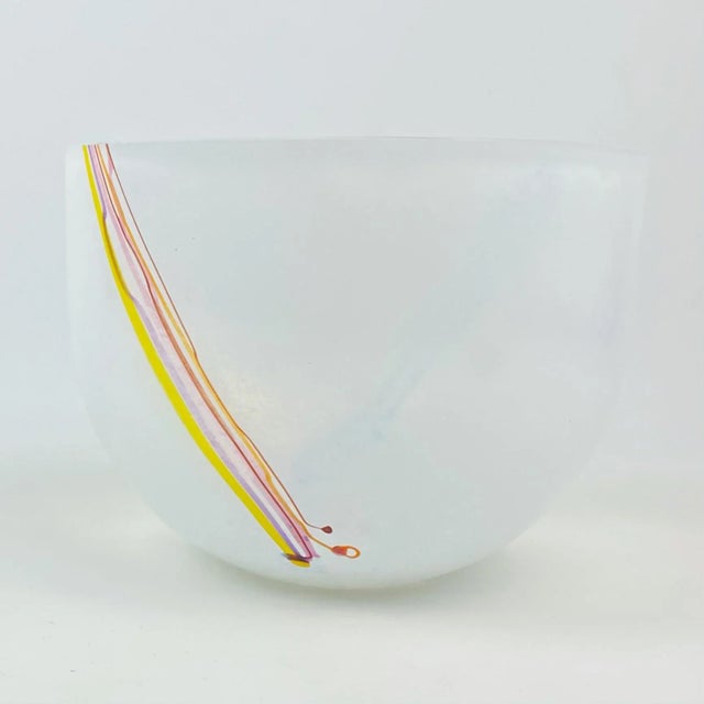 White Large Bertil Vallien Kosta Boda Swedish Art Glass Bowl For Sale - Image 8 of 13