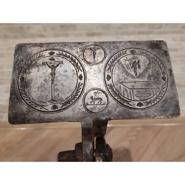A scarce antique, circa 1765, French fer a hosties (cast iron host press / host mold) Exquisitely hand forged in France in...