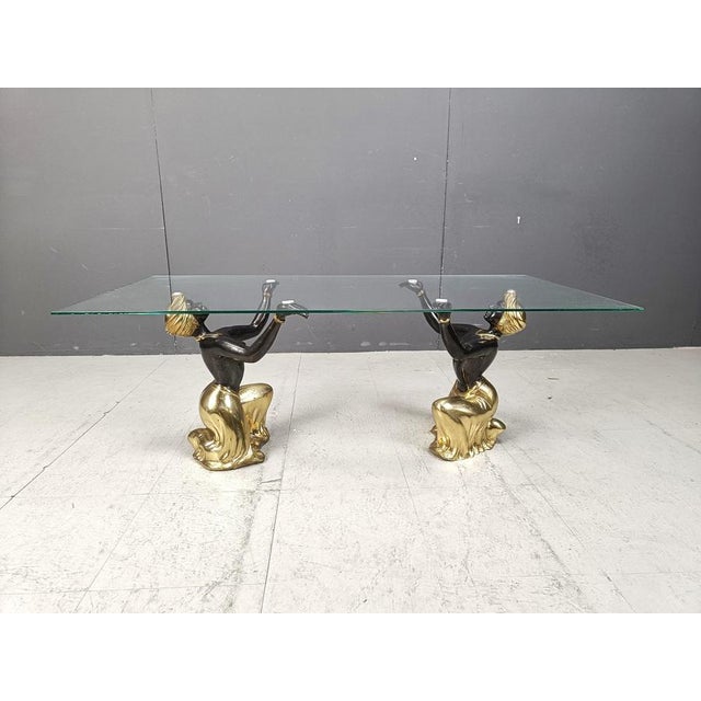 Sculptural Figurine Coffee Table with Glass, 1970s For Sale - Image 6 of 11
