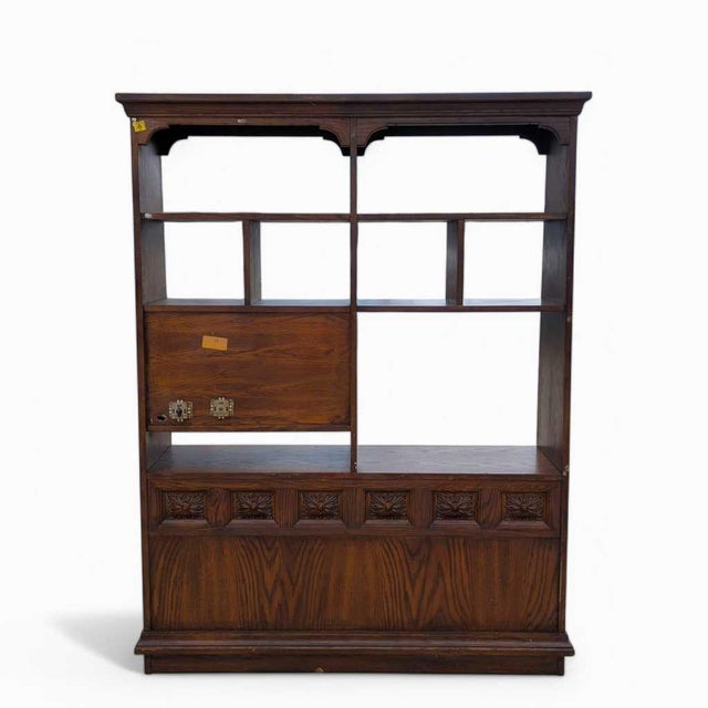 Vintage Freestanding Wall Unit – Wooden Room Divider, Storage Shelf, Antique Display Cabinet, Multi-Function Bookcase For Sale - Image 10 of 18