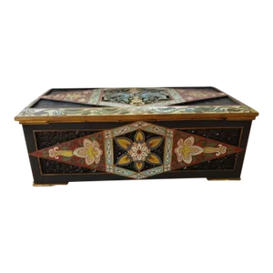 1890 French Cloisonne & Pressed Amber Glass Gilt Brass Jewelry Box