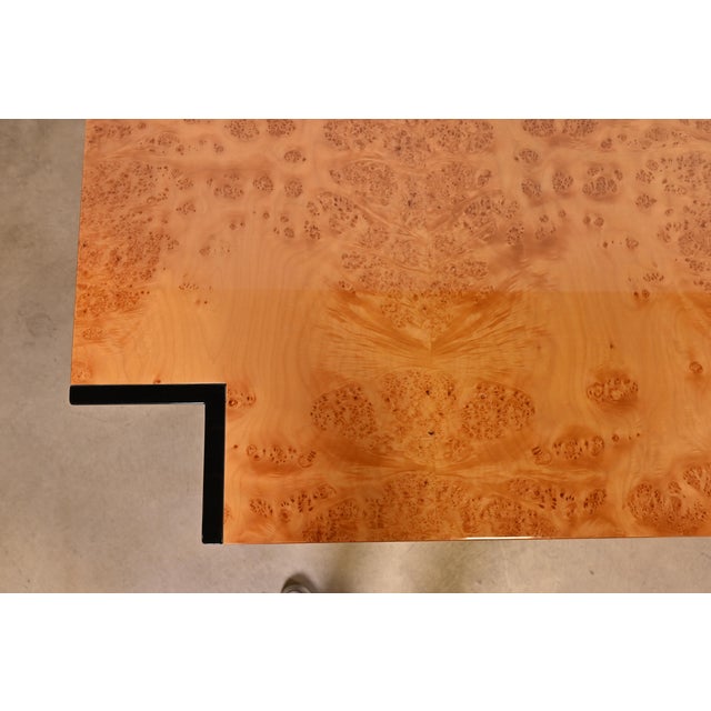 Leon Rosen for Pace Collection Modern Art Deco Burl Wood and Black Lacquered Dining Table For Sale In South Bend - Image 6 of 9