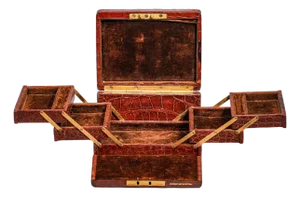 Rare Luxury Antique Victorian English Leather Expanding Jewelry Box Home Decor