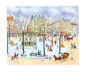 Claude Tabet Lithograph - Promenade at the Square