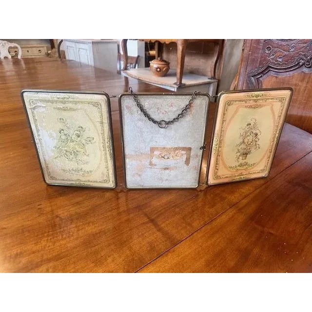 French 19th Century Three Part Fold Out Vanity Mirror with Rococo Style Scenes For Sale - Image 11 of 12