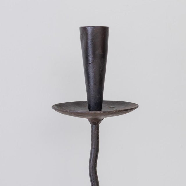 1950s 1950s Tall French Iron Wavy Candlestick For Sale - Image 5 of 10