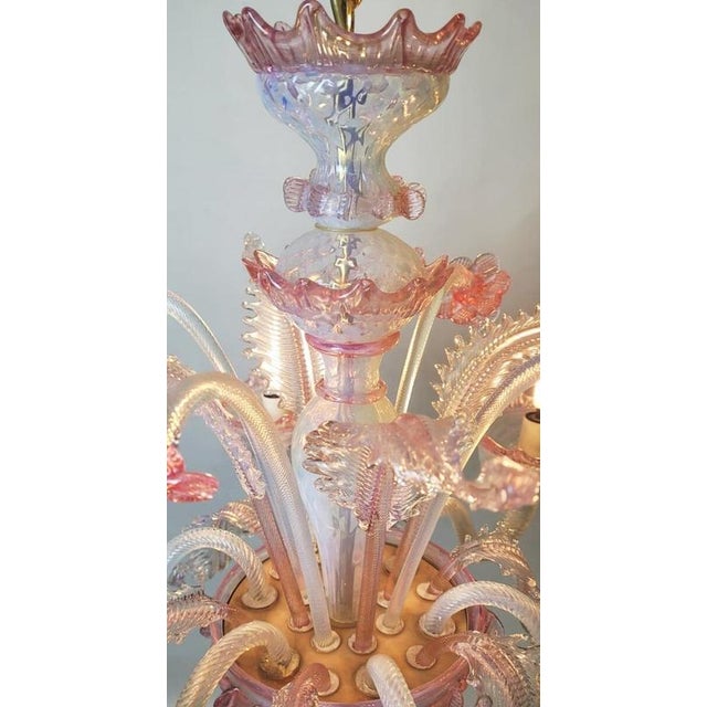 1950s Vintage Chandelier with Six Lights in Murano Glass, 1950 For Sale - Image 5 of 9