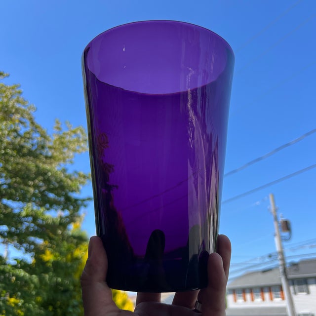Purple A Large Antique Amethyst Purple Blown Glass Vase, English, Circa 1900 For Sale - Image 8 of 10