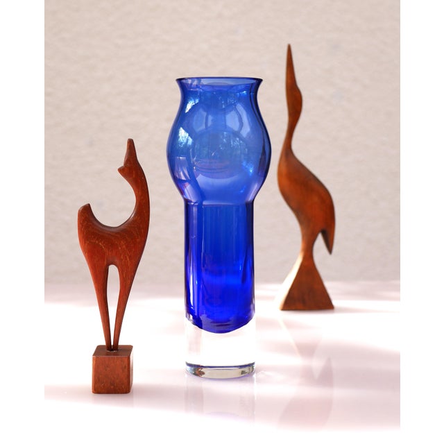 Blue Cobalt Blue Glass Vase from Borgström Åseda, Sweden For Sale - Image 8 of 10