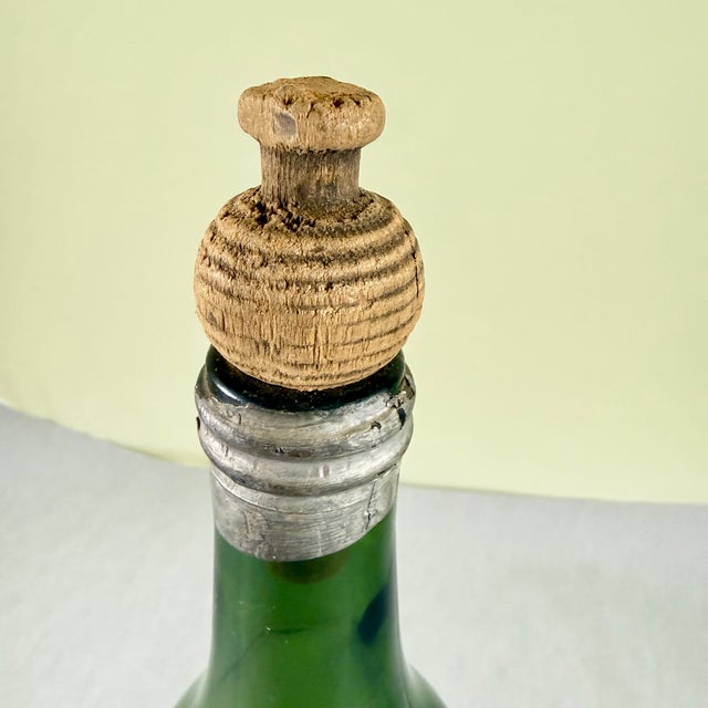 Glass Antique French Etched Martini Vermouth Corked Bottle For Sale - Image 7 of 10