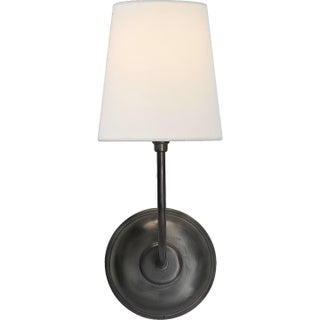 Thomas O'Brien for Visual Comfort Signature Vendome Single Sconce in Bronze with Linen Shade For Sale