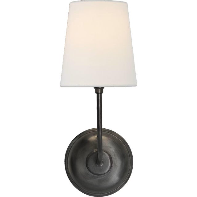 Vendome Single Sconce in Bronze with Linen Shade Designer: Thomas O'Brien Finish: Bronze Height: 14" Width: 5.5"...