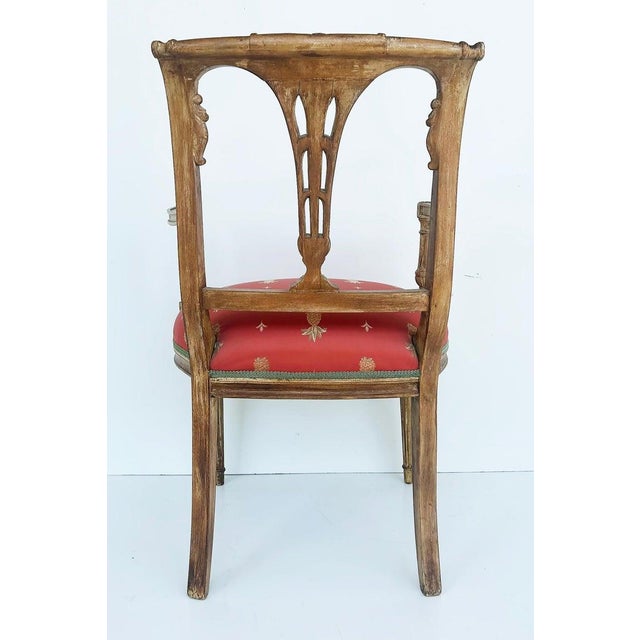 Wood Antique Carved Venetian Plastered Wood Armchairs With Pineapple Seats For Sale - Image 7 of 12