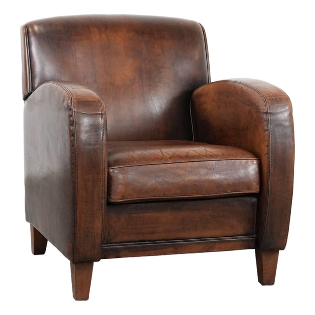 Vintage Brown Sheepskin Armchair For Sale
