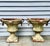 Victorian Pair 19th Century White Painted Cast Iron Garden Urns With Ring Handles and Masks For Sale - Image 3 of 17