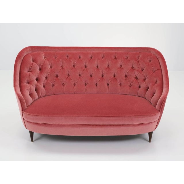 Love Sea Sofa with Tufted Back in Dust Rose Velvet by Gio Ponti, Italy, 1950 For Sale - Image 6 of 10