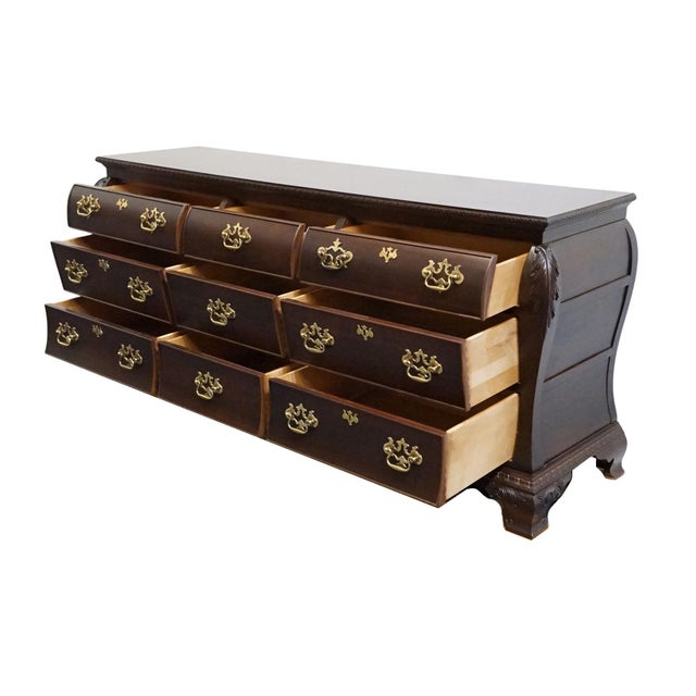 Century Furniture Claridge Collection Solid Mahogany Traditional Style 76" Bombe Triple Dresser For Sale In Kansas City - Image 6 of 12
