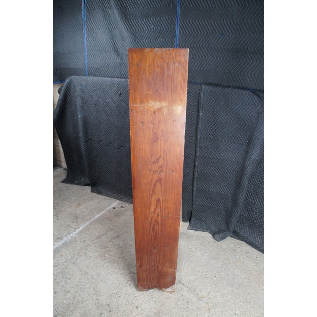 Late 20th Century Primitive Oak 6 Shelf Library Bookcase Bookshelf Office Console 58" For Sale - Image 10 of 10