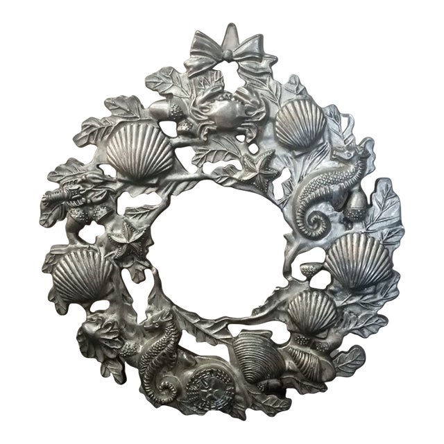 Pewter Nautical Theme Round Wreath For Sale