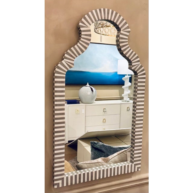 Modern Made Goods Modern Faux White Bone Jonah Wall Mirror For Sale - Image 3 of 5