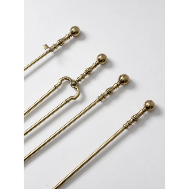 Mid-Century Modern Vintage Brass Fireplace Tool Set For Sale - Image 3 of 14