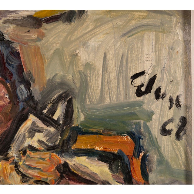 Dimensions without frame: 27,5 x 22,5 cm. Signed and dated "Eloise 68" along the right edge. This expressive portrait...