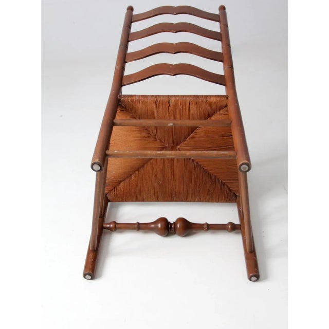Wood Antique Rush Seat Arm Chair For Sale - Image 7 of 12