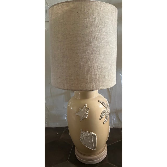 Metal California Coastal Chic Seashell Encrusted Ginger Lamp For Sale - Image 7 of 13
