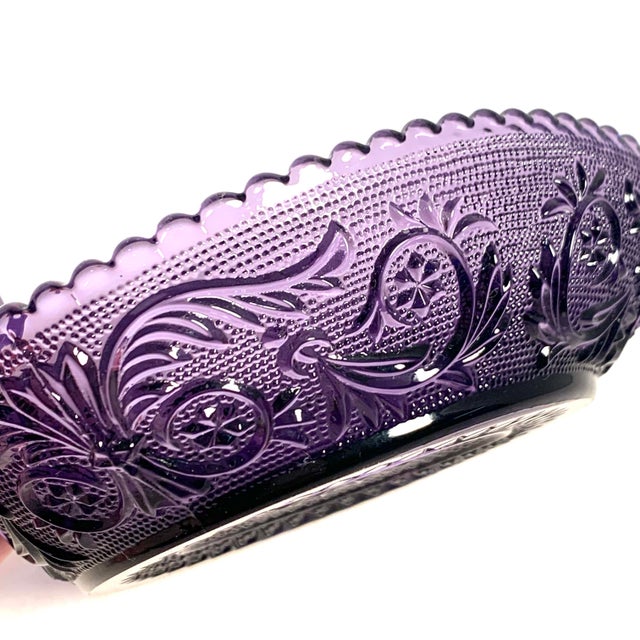 Mid-Century Duncan & Miller Sandwich Purple Glass Candy Dish Trinket Dish For Sale - Image 9 of 12