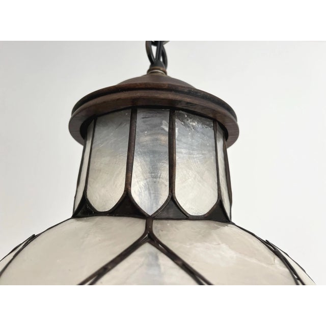 Feldman Capiz Shell Floral Pendant Light, 1960s For Sale - Image 13 of 18