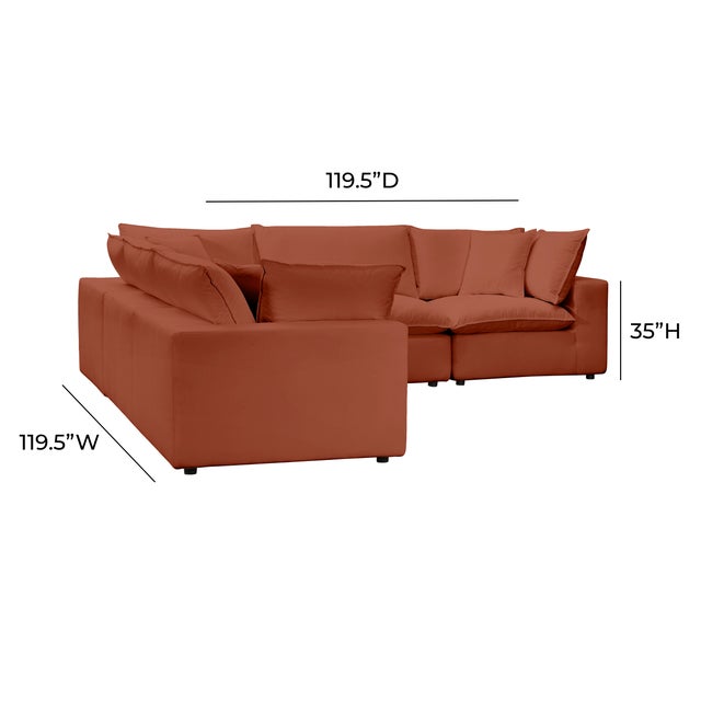 Cali Rust Performance Fabric Modular L-Sectional For Sale In Los Angeles - Image 6 of 7