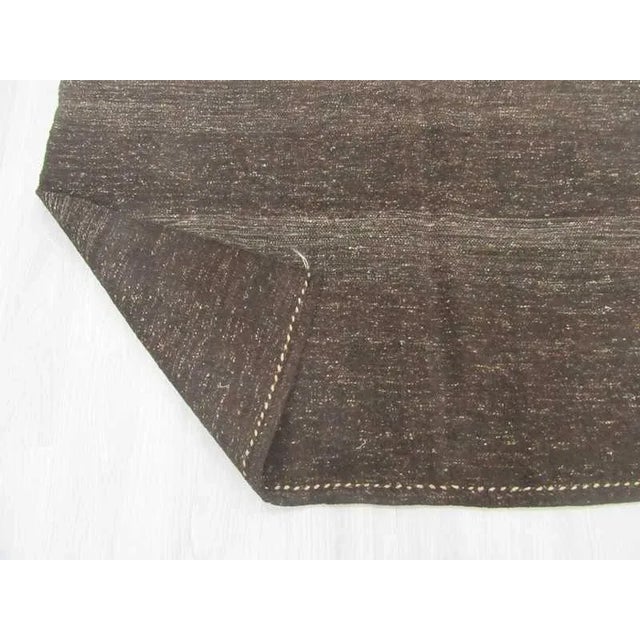 Mid 20th Century Vintage Dark Brown Kilim Rug - 5'6" x 12'6" For Sale - Image 5 of 6
